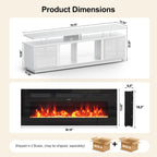 oneinmil 70" White Fireplace TV Stand for Living Room, Electric Fireplace Entertainment Center with Dual LED Lights & Storage Cabinets, Fits TVs up to 80", Media Console for Home Office, White