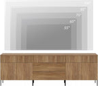 WAMPAT Fluted TV Stand for TVs up to 100", 3 in 1 Modern Entertainment Center with Storage Cabinets and 5 Drawers & 4 Doors,Wood Media TV Console Table with Storage for Living Room, Light Walnut