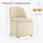 Upholstered Dining Chairs with Casters, Washable Cover Modern Dining Room Chairs with Thick Cushion & Sturdy Metal Frame for Kitchen, Living Room, Dressing Room, Sand Fabric, Set of 4