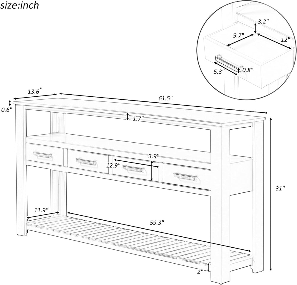 LKTART Console Table for Entryway with Drawers,61.5'' Long Sofa Table...