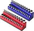 1/4 Inch Magnetic Socket Organizer,2-Pack Metric &SAE Sockets Holder Set 1/4" Drive Socket Trays,Holds 52 Pcs Standard and Deep Size Sockets(Socket not Included)