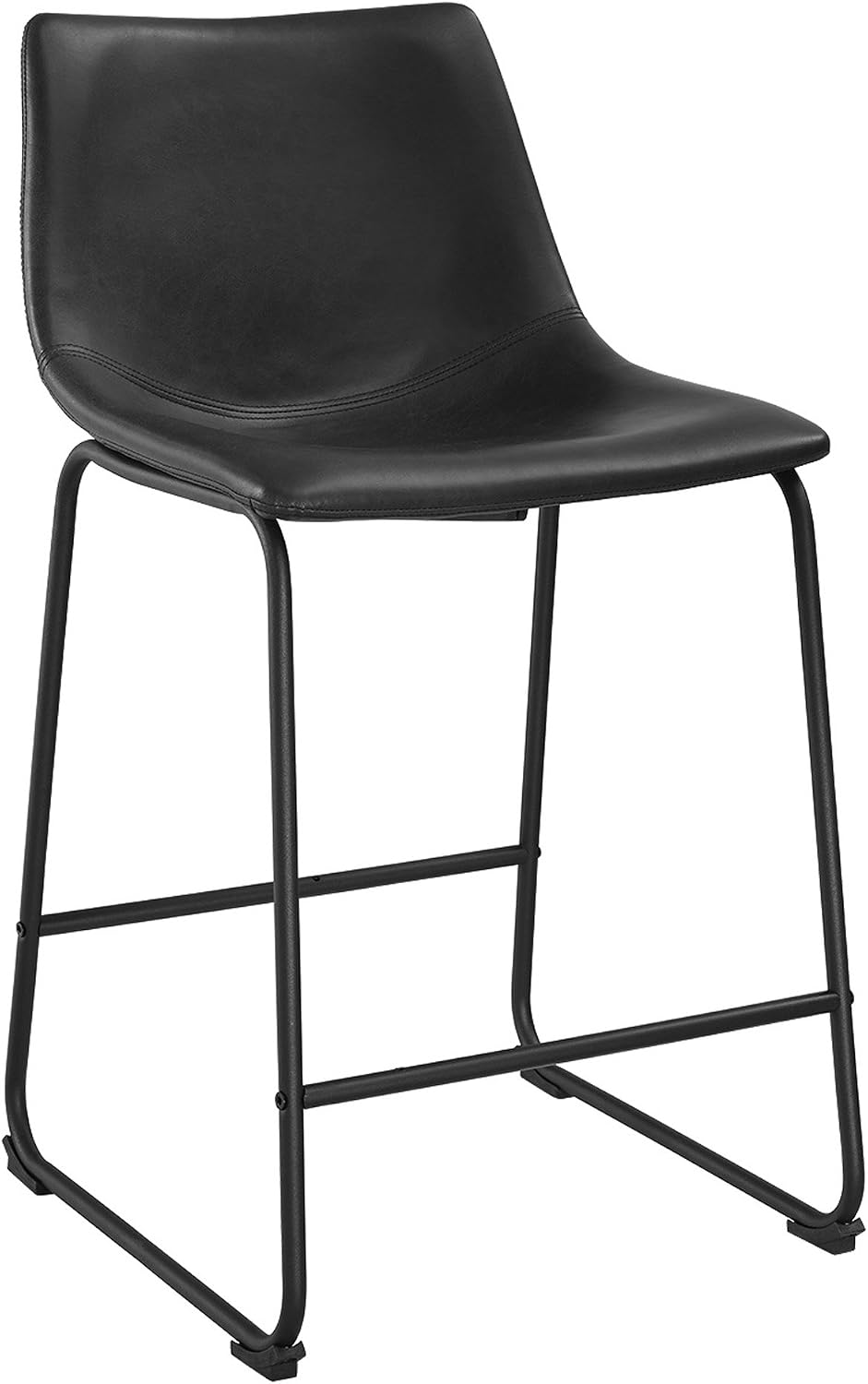 Walker Edison Douglas Urban Industrial Faux Leather Armless Counter Chairs, Set of 2, Black, 20"D x 18.5"W x 34.5"H