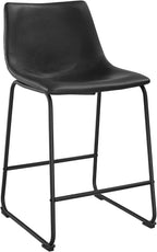 Walker Edison Douglas Urban Industrial Faux Leather Armless Counter Chairs, Set of 2, Black, 20"D x 18.5"W x 34.5"H