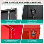 SISESOL Red Metal Storage Cabinet with Locking Doors and Shelves,Garage Storage Cabinet with Lock,Steel Locker,Lockable Cabinets for Home,Office,Shop,Garage Cabinets