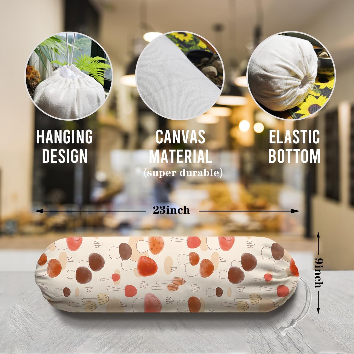 Mushroom Plastic Bag Holder, Reusable Grocery Bags Holder, Washable Hanging Shopping Bags Carrierfor Home Kitchen, Kitchens Housewarming Gifts, Kitchen Pattern Garbage Bag 51