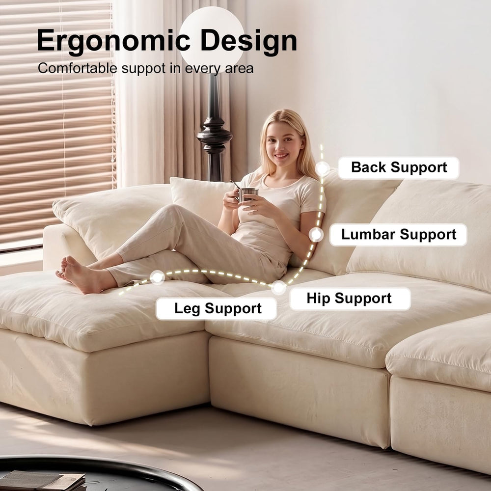 109" Cloud Couch Sectional for Living Room, Oversized Modular L Shaped S...