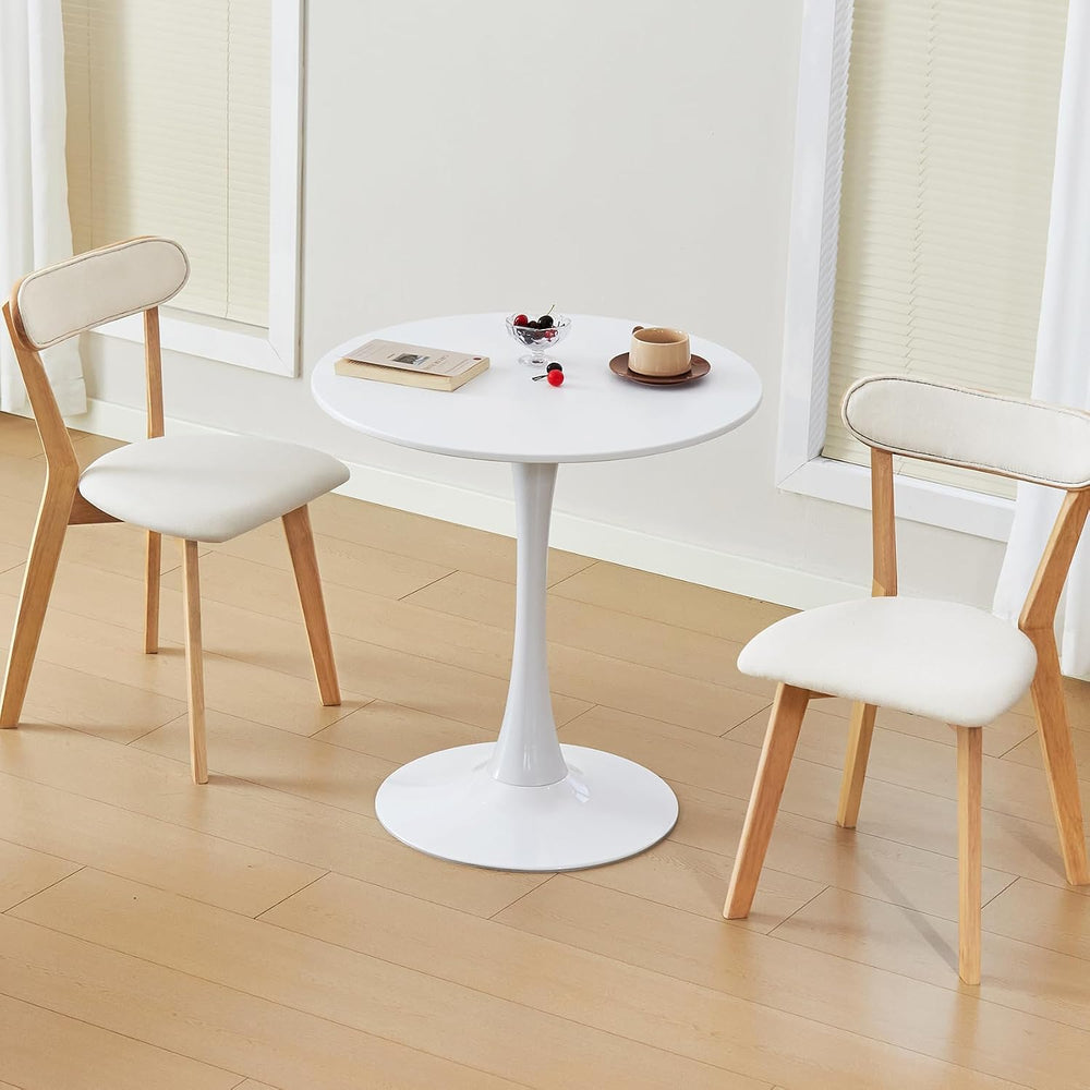 Round Dining Table, 27.6" Circle Tulip Table with Thickened Tabletop &am...