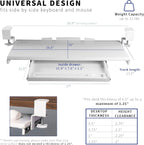 VIVO Large Keyboard Tray Under Desk Pull Out Platform with Pencil Drawer, Extra Sturdy C Clamp Mount, 27 (33 Including Clamps) x 11 inch Slide-Out Tray with Storage Drawer, White, MOUNT-KB05-4DW