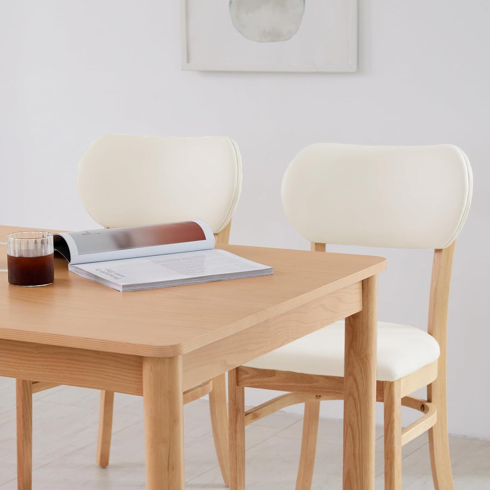 Livinia Tony Dining Chair Set of 2, Solid Malaysian Oak PU Leather Upholstere...