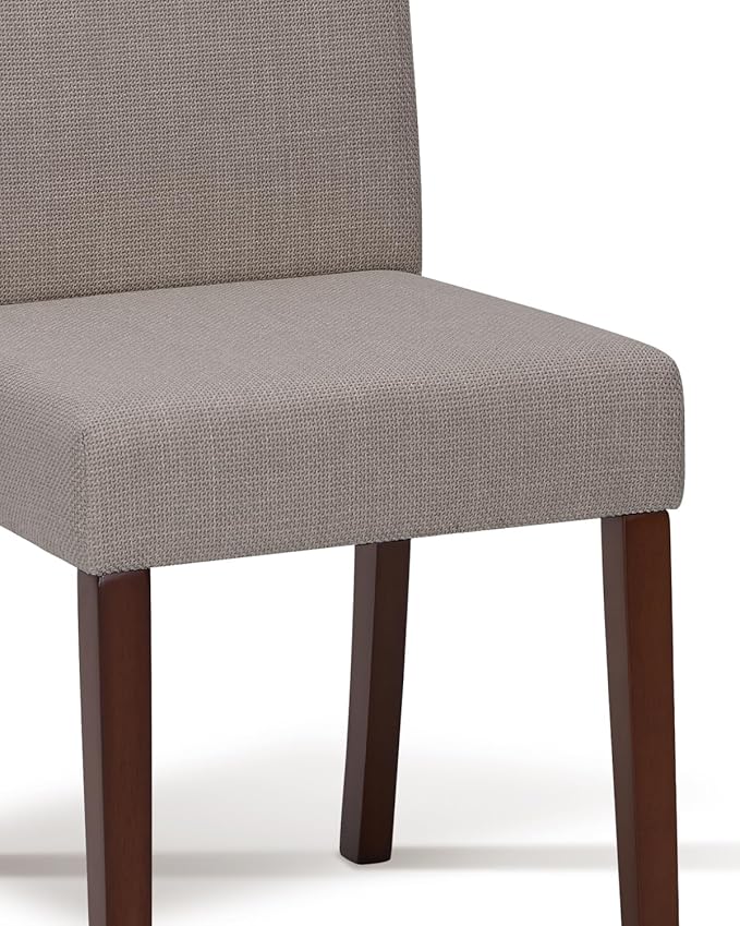 Upholstered Dining Chairs Set of 4 - Line Fabric Modern Farmhouse Kitchen Chairs,Mid-Back Dining Room Chairs with Wooden Legs