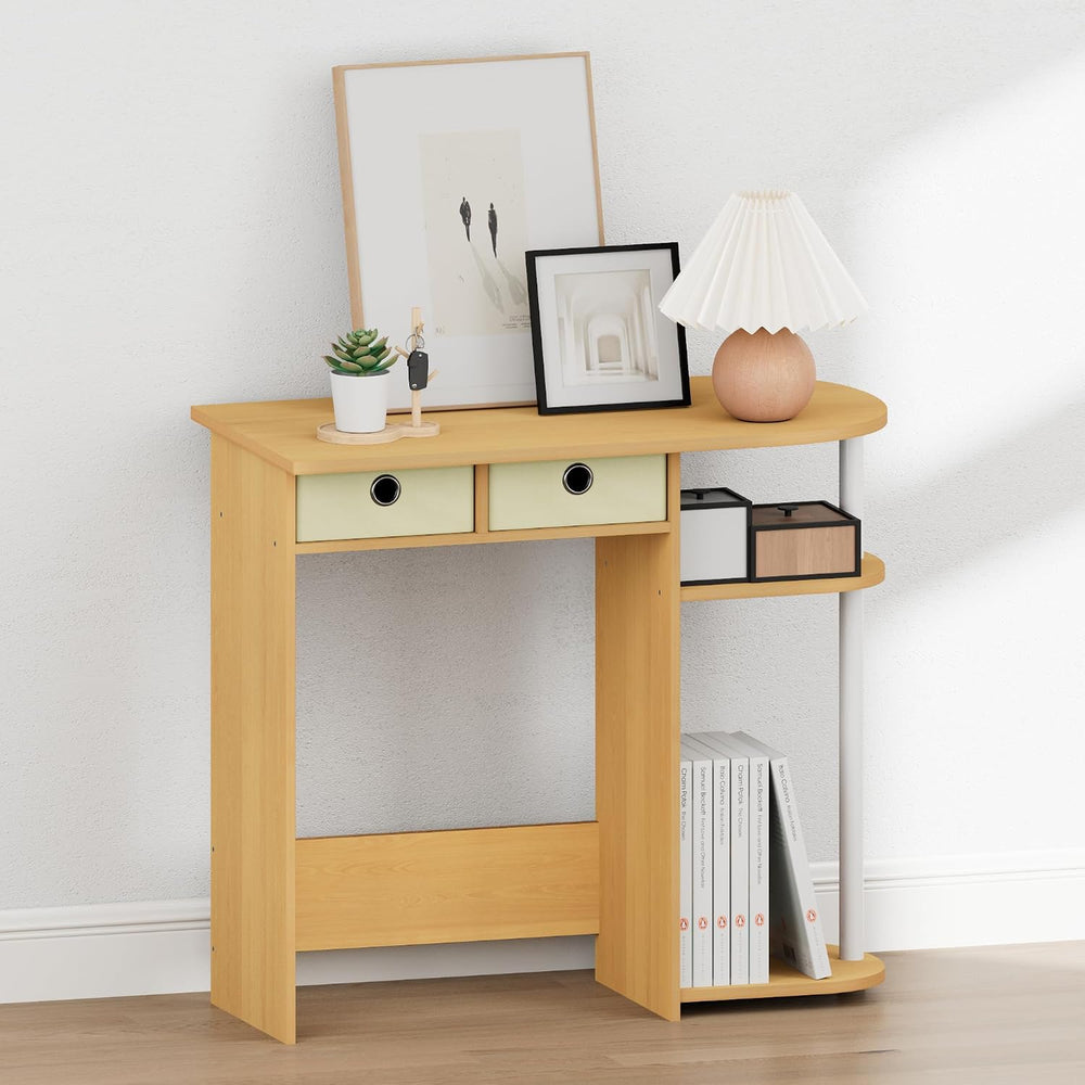 Furinno Jaya 32-Inch Oak Entryway Table with 2 Fabric Drawers, Console Table ...
