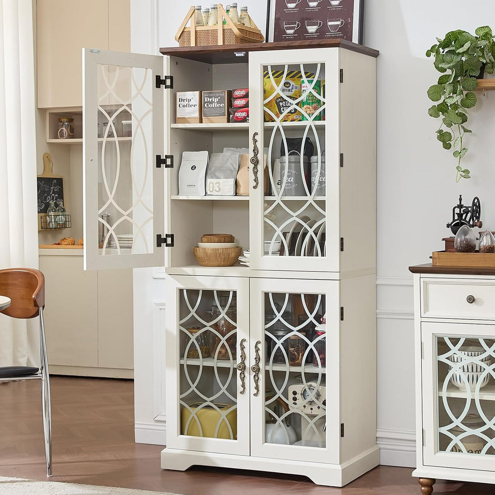 Joaxswe 67" Tall Bookshelf, Vintage Book Shelf with Glass Doors, 5-Tier ...