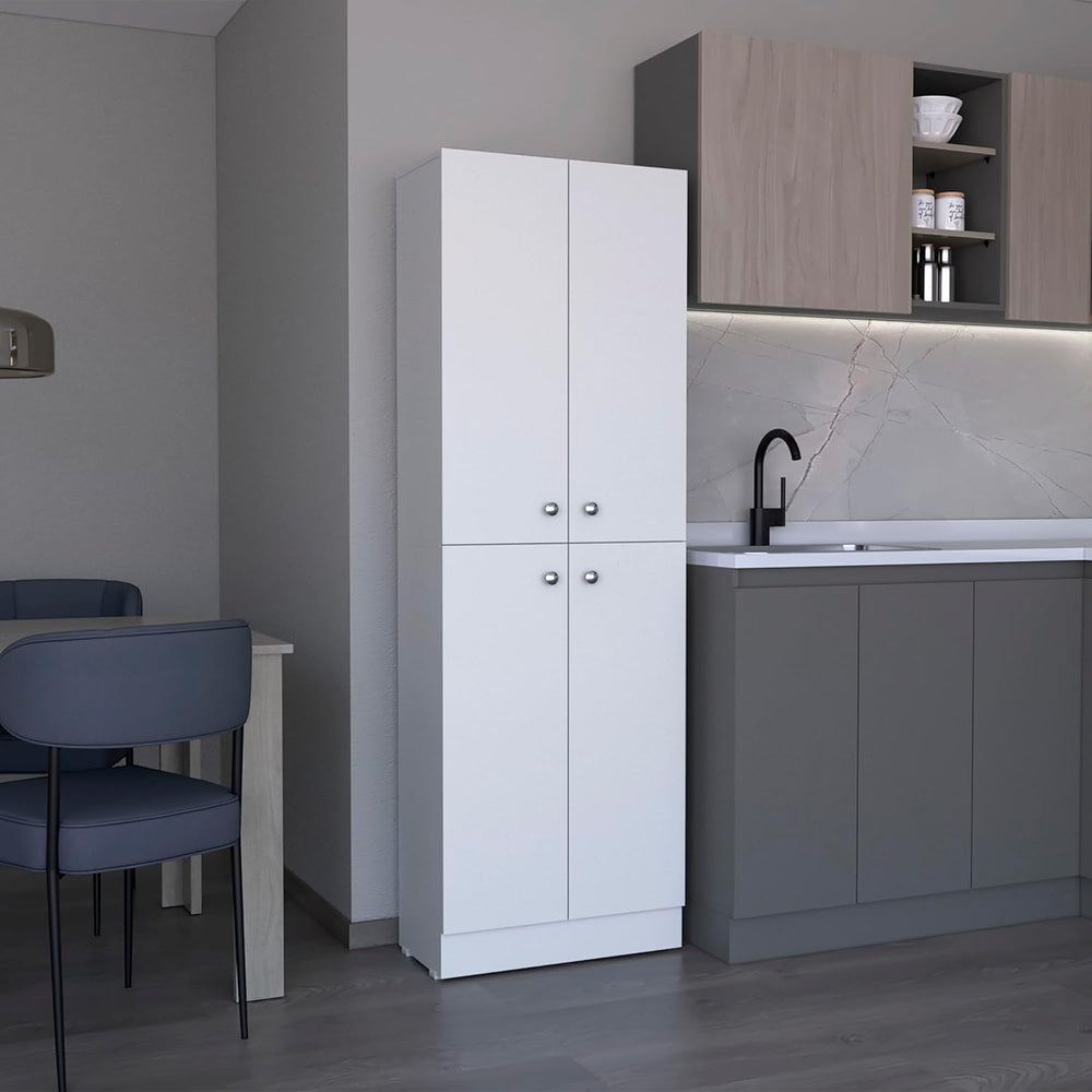Modern Kitchen Pantry, Storage Cabinet with 4 Doors and 5 Adjustable Shelves,...
