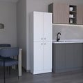 23.6" D*11.8" W*71.1" H Corner Kitchen Pantry, 3 Adjustable Shelves & Fixed Shelf, 2 Double-Doors, Wood Freestanding Storage Cabinet, Modern Minimalist, for Living Room, Dining Room, White