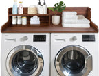 Kaboon Washer Dryer Countertop 2 Tier 58 inches Wide, Laundry Shelf Topper with Edge, 58" W x 28" D x 12" H Laundry Space Organizer, Dark Walnut