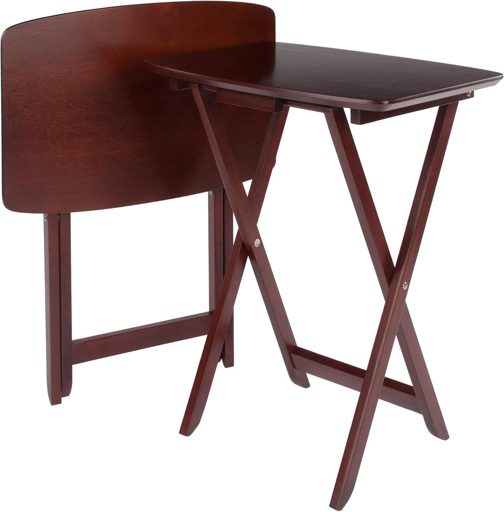 Winsome Darlene Set of 2 Foldable Snack Tables, Walnut, 26" | Easy to St...