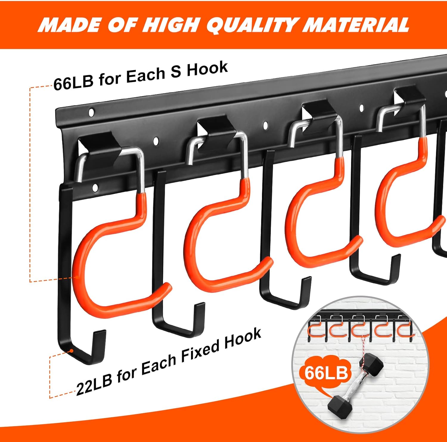 17'' All Metal Garden Tool Organizer Adjustable Garage Tool Organizer Wall Mount Garage Organizers and Storage with Heavy Duty Hooks Tool Hangers for Garage Wall, Shed, Garden