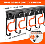 68'' All Metal Garden Tool Organizer Wall Mount Garage Tool Organizers and Storage Broom Holder Wall Mount with Hooks Tool Hangers for Shed