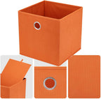 Orange Storage Cubes Bins 11x11x11 Cubicle Cubes Organizer Baskets Fabric Storage Drawers Foldable Cubes Storage Boxes Collapsible Cubes Inserts Storage for Closet Organizer Shelves ,QY-SC20-3