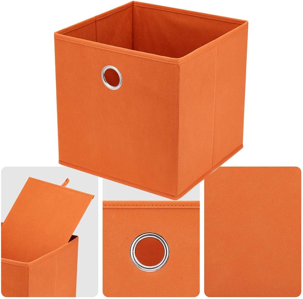 Orange Storage Cubes Bins 11x11x11 Cubicle Cubes Organizer Baskets Fabric Storage Drawers Foldable Cubes Storage Boxes Collapsible Cubes Inserts Storage for Closet Organizer Shelves ,QY-SC20-3