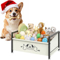 Dog Toy Basket, Toy Box for Dogs, Metal Frame Oxford Fabric Pet Storage Organizer for Living Room