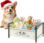 Dog Toy Basket, Toy Box for Dogs, Metal Frame Oxford Fabric Pet Storage Organizer for Living Room