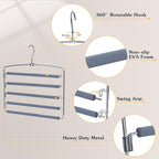 TOPIA HANGER Pants Hangers Space Saving, 3-Pack Swing Arm Pants Organizer for Closet, Non-Slip Foam Padded Organizer Hanger for Multi Slacks, Jeans, Trousers, Skirts, Scarfs (Grey)-CT27G