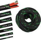 30ft PET Expandable Sleeving Wire Cable Sleeve (3/5", Green&Black)
