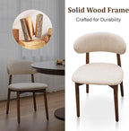 Farmhouse Dining Chairs Set of 6, Mid Century Modern Wooden Dining Room Chairs, Farmhouse Fabric Upholstered Kitchen Dinner Chairs for Living Room Restaurant Cafe, Walnut/Light Camel