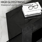 TV Stand TV Cabinet Up to 65 inch with Conceals Storage, High Gloss, Black | TV cabinet with 2 Push-Open doors and 2 drawers, entertainment center, storage cabinet, modern style, living room, office