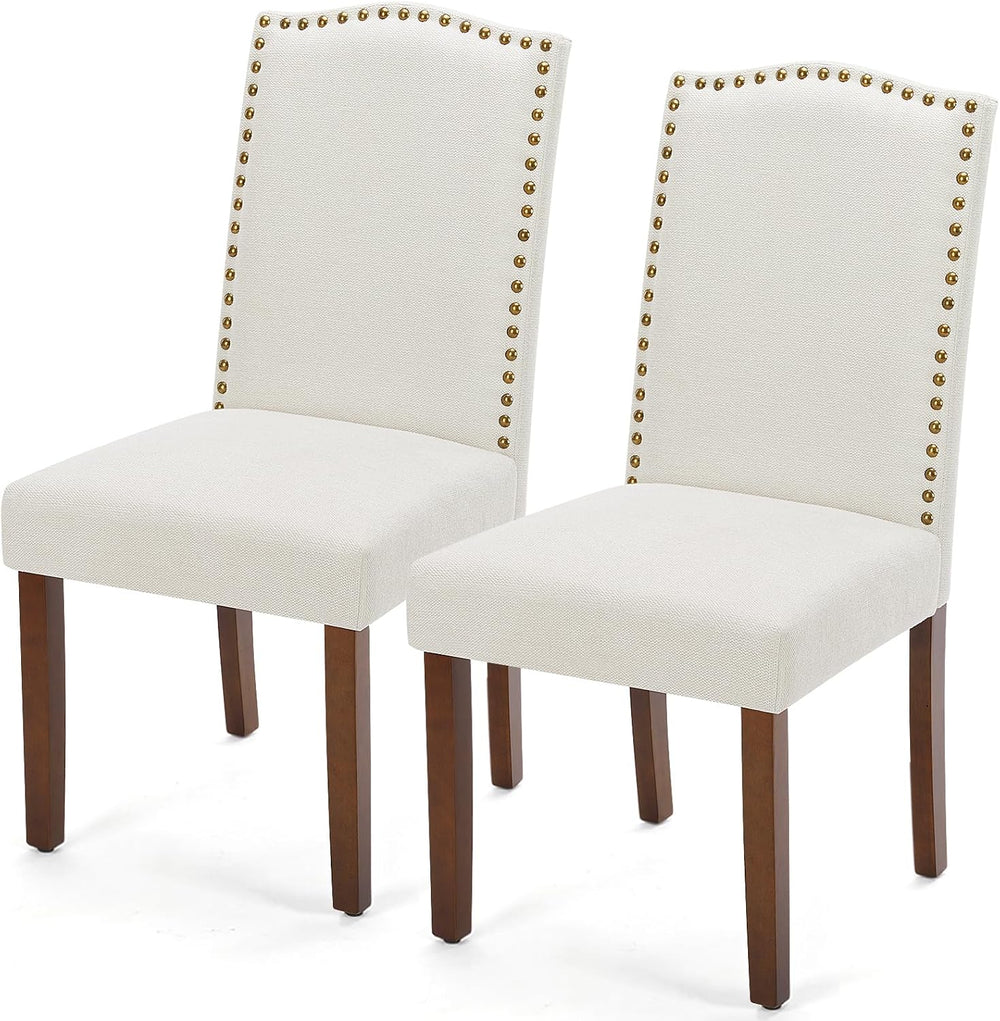 DUMOS Dining Chairs Set of 2, Upholstered Accent Chair, Beige