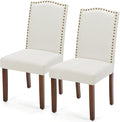 DUMOS Dining Chairs Set of 2, Moden Kitchen Table Chairs with Wooden Legs and Padded Seat for Dining Room Kitchen Living Room Restaurant, Beige