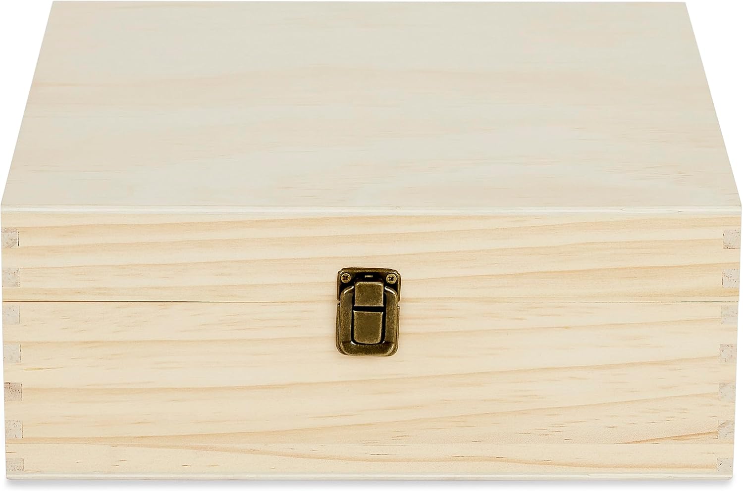 makerflo Large Natural Pine Wood Memory Box with Black Felt Inside, Hinged with Clasp, Keepsake Wooden Box Ideal for Craft and Personalization (Laser Engraving, Epoxy, UV DTF, and Vinyl) – Pack of 1
