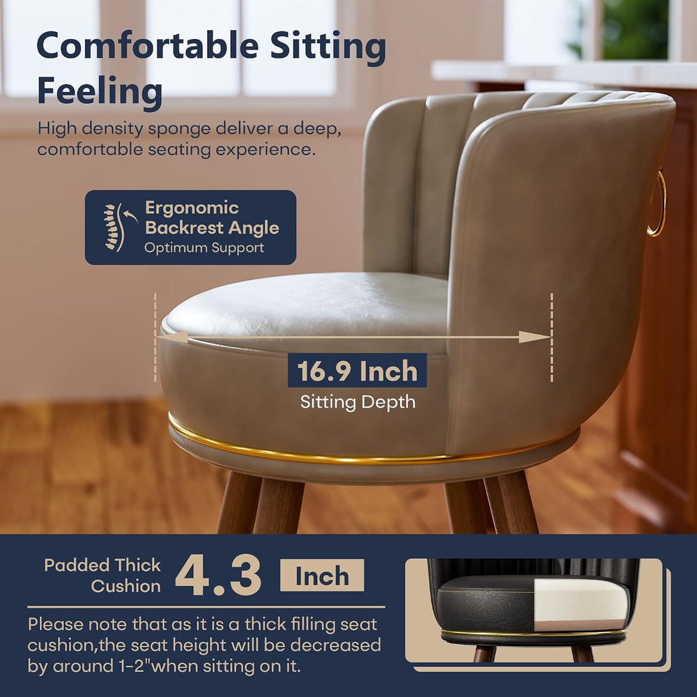 SeekFancy 24 Inch Gray Leather Swivel Counter Bar Stools Set of 4