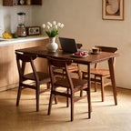 DUHOME Wood Dining Table Set for 4, 43.3" Solid Wood Kitchen Table & 4 Curved Back Support Chairs, Farmhouse Natural Kitchen Table and Chairs for Small Apartment, Dining Room Kitchen