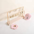 GemeShou wooden earring holder organizer for girls, maple stud earring display stand for boutique store, jewelry storage organizer shelf【maple stand-Two Tiers】