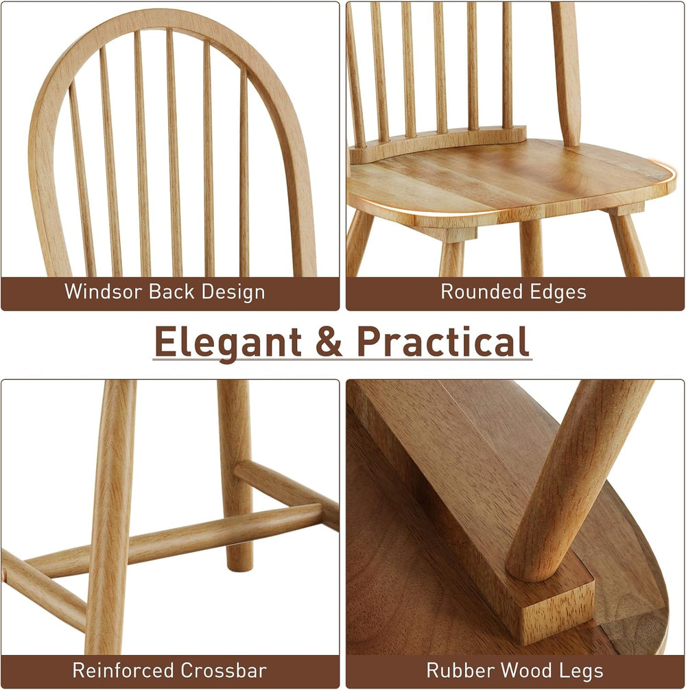 POWERSTONE Dining Chairs Set of 2, Wood Windsor Chairs with Spindle Back Coun...