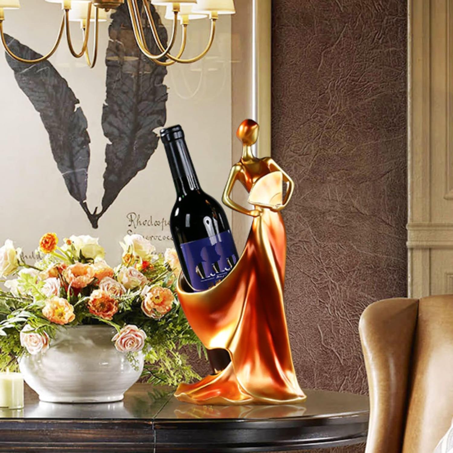 Wine Rack, Beauty Lady Wine Bottle Holder, Countertop Wine Holder Stand, Decorative Wine Racks for Kitchen Home Bar Tabletop Decor