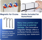 Magnetic Cruise Door Organizer – 13-Pocket Hanging Storage with 2 Large Shoe Pockets, No Hook Needed, Includes 3 Bonus Hooks, 2025 2026 Cruise Ship Essentials for Cabin, Bathroom, or Closet Use