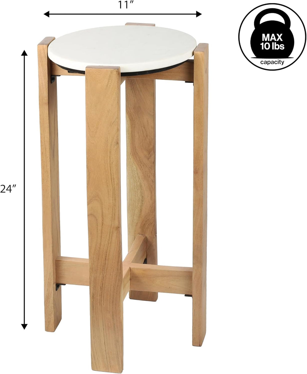 JONATHAN Y Elena 24" Acacia Wood Round Drink Table with Glossy Top, Mini...