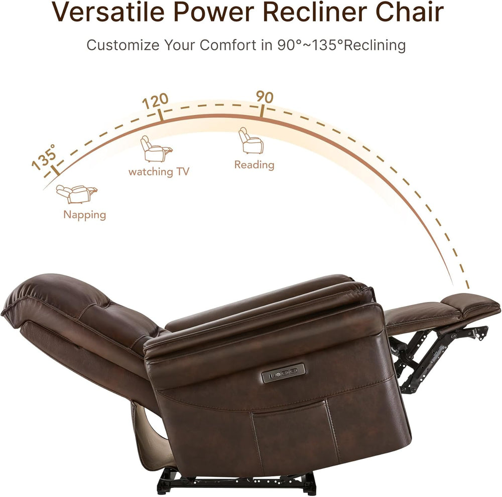 KISLOT Dual Motor Power Recliner Chair,Zero Gravity USB & Type-C, Espresso