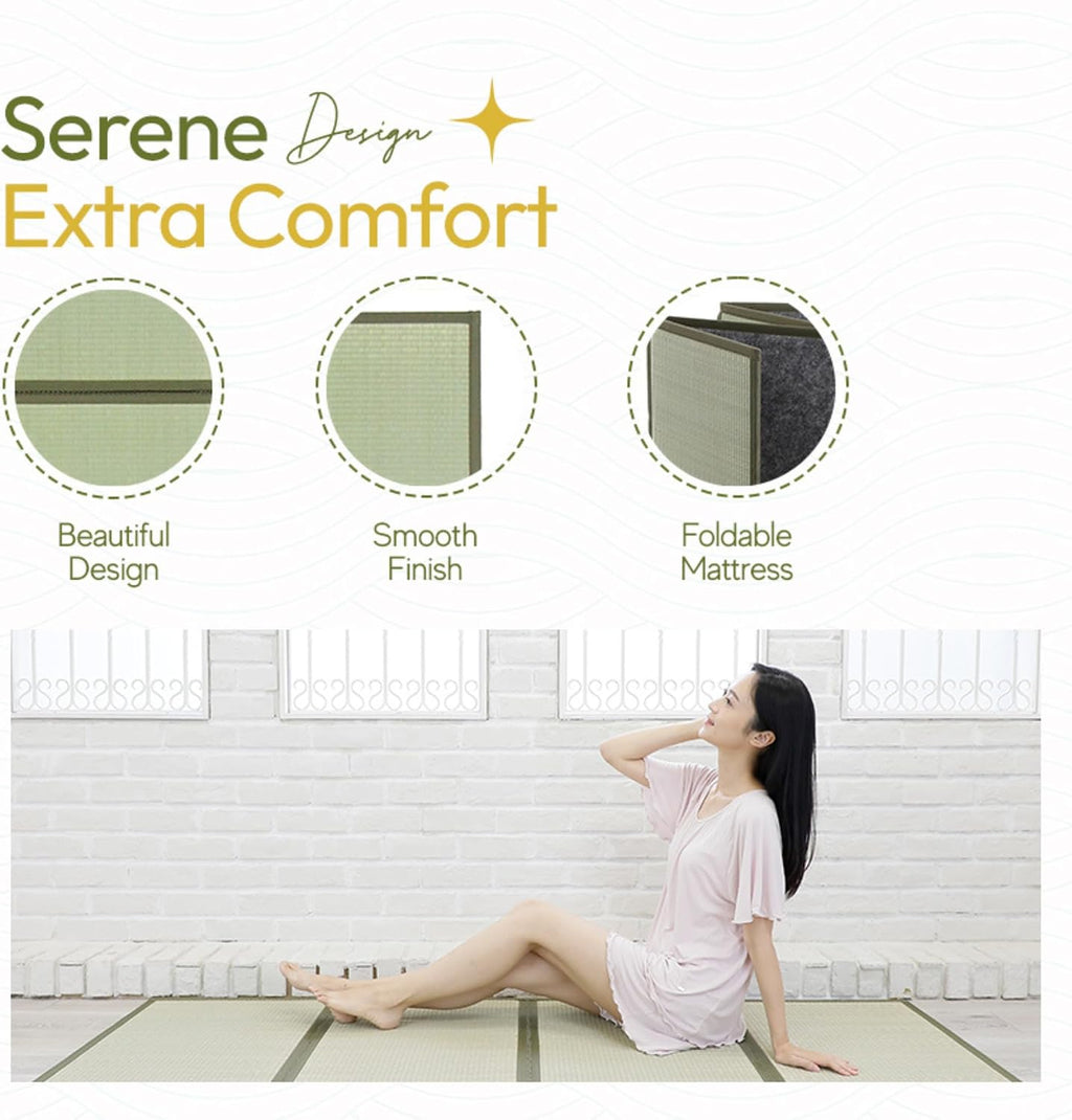 MIINA Japanese Traditional Tatami Mat, Igusa (Rush Grass) Floor Mattress, Futon, 55"x78" (Full, Natural)