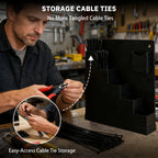 Zip Tie Organizer-Wall Mount Cable Zip Tie Storage Holder with a Plier-Multiple Sizes Organizer for Garage Workshop Tool Box (Black)