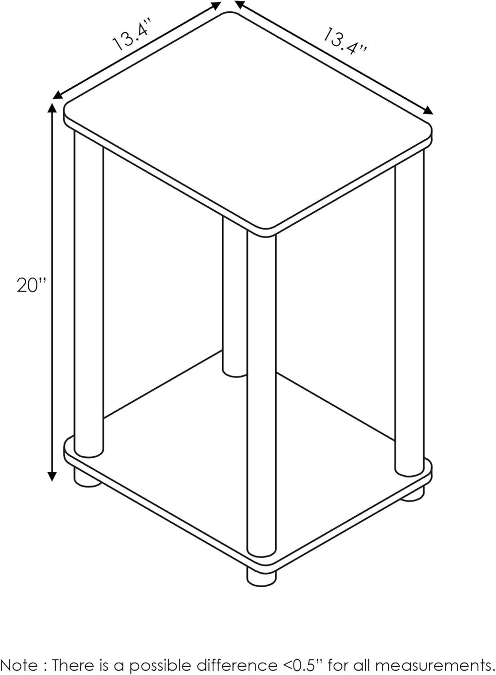 Furinno Turn-N-Tube Side Table Set of 2, 2-Tier Stackable Modern End Table wi...