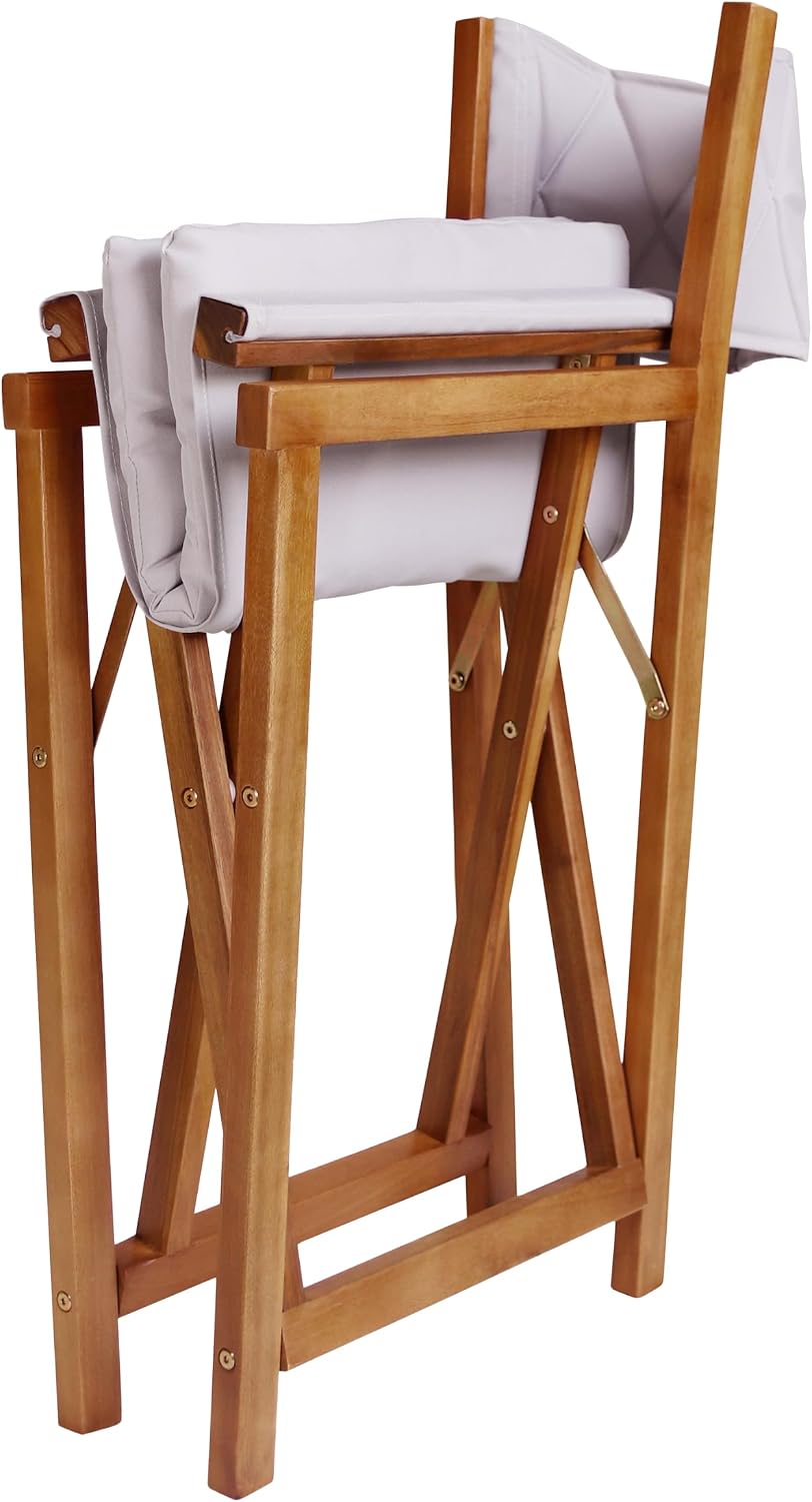 JONATHAN Y Waldo Foldable Acacia Wood Director Chair Set of 2, Cloud Gray