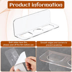 2pcs Acrylic Hair Brush Holder for Bathroom Adhesive Hair Tool Organizer Transparent Wall Mounted Comb Holder Organizer with 3 Holes No Drilling for Combs, Curling Irons, Flat Irons