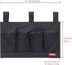 Hanging Bedside Caddy, Bedside Storage Organizer for Magazine, Phone, Remote control (6 Pockets-Black)