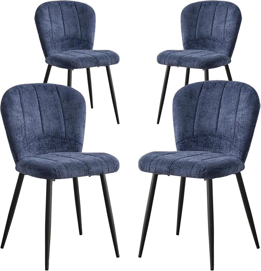 Dining Chairs Set of 4, Upholstered Chenille Fabric Kitchen Chairs with Wingb...