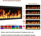 94.5" Fireplace TV Stand, Fluted TV Stands for Living Room, White | Entertainment Center with Unheated Electric Fireplace, 5 Flame Brightness & 12 Colors, Modern TV Consoles for Living Room