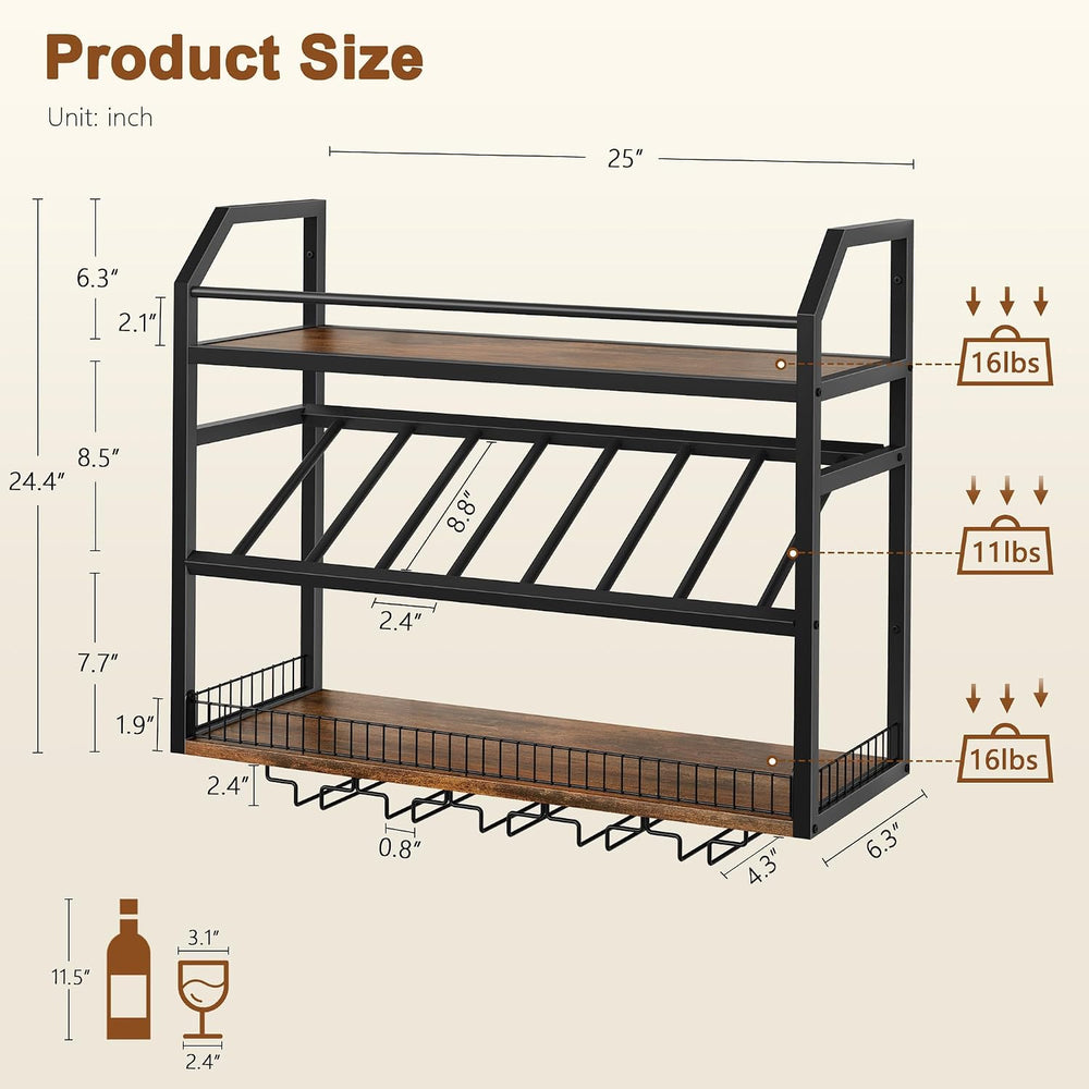 Hoctieon Wall Mount Wine Rack, Wall Mounted Wine Bottle Rack for Display and ...